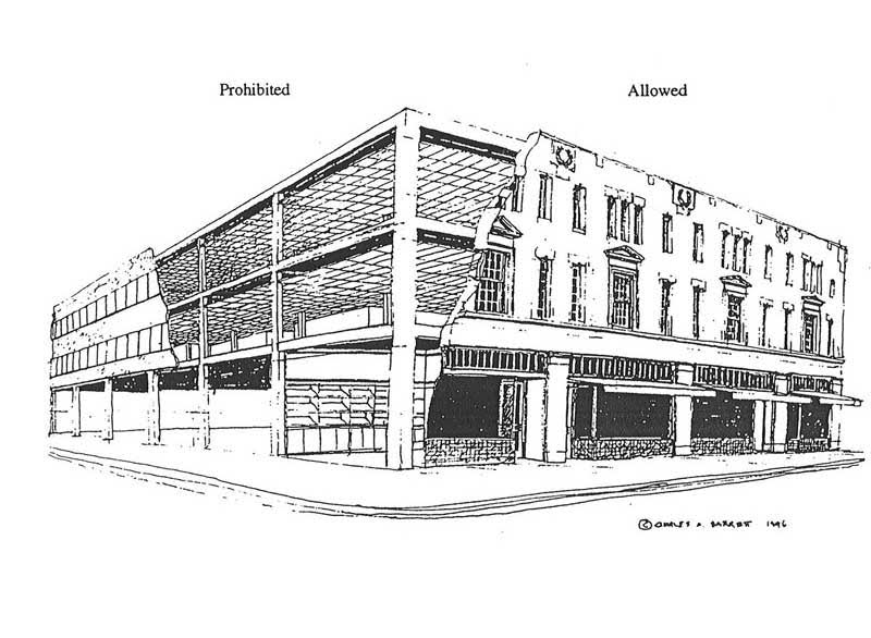 Traffic calming along Old Woodward Avenue included a tree-lined central median and angled parking. 