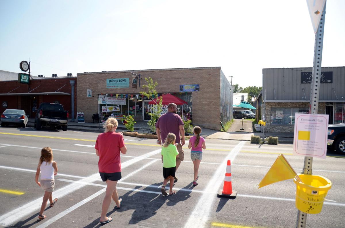 Tactical Urbanism San Marcos temporary crosswalk