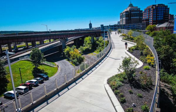 Article image for Freeway ramp becomes park, connecting city to its river