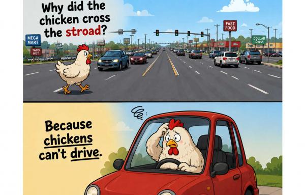 Article image for Why did the chicken cross the stroad?